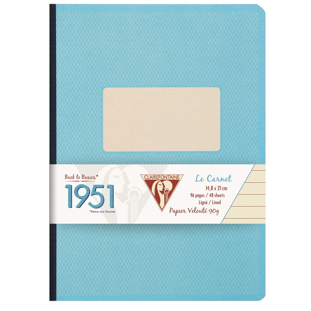 Colección de cuadernos de tela Clairefontaine "1951" - Rayado 96 hojas - 5 3/4 x 8 1/4 - Turquesa