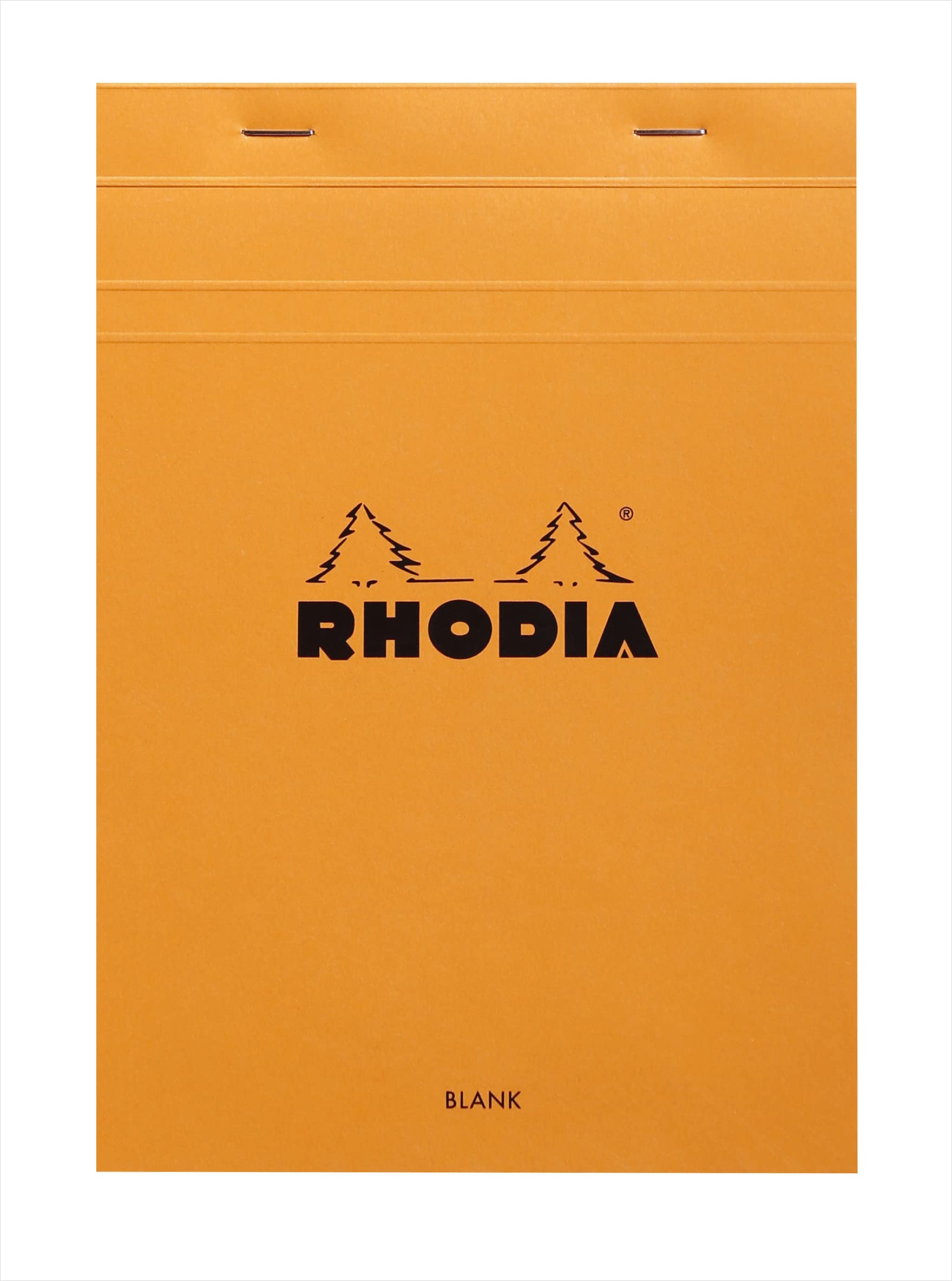 Bloc de notas Rhodia con grapas, en blanco, 80 hojas, 6 x 8 1/4, tapa naranja