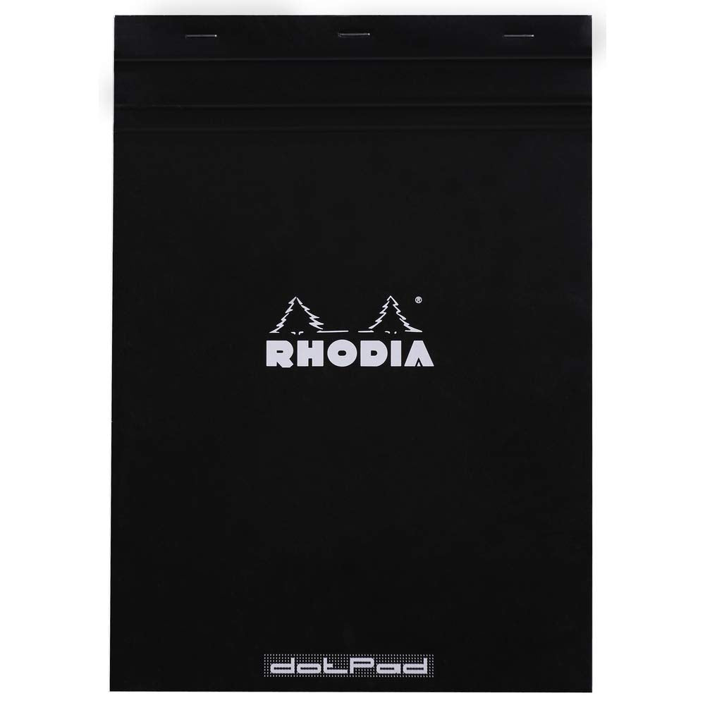 Rhodia Staplebound Notepad - Dot grid 80 sheets - 8 1/4 x 11 3/4 - Black cover