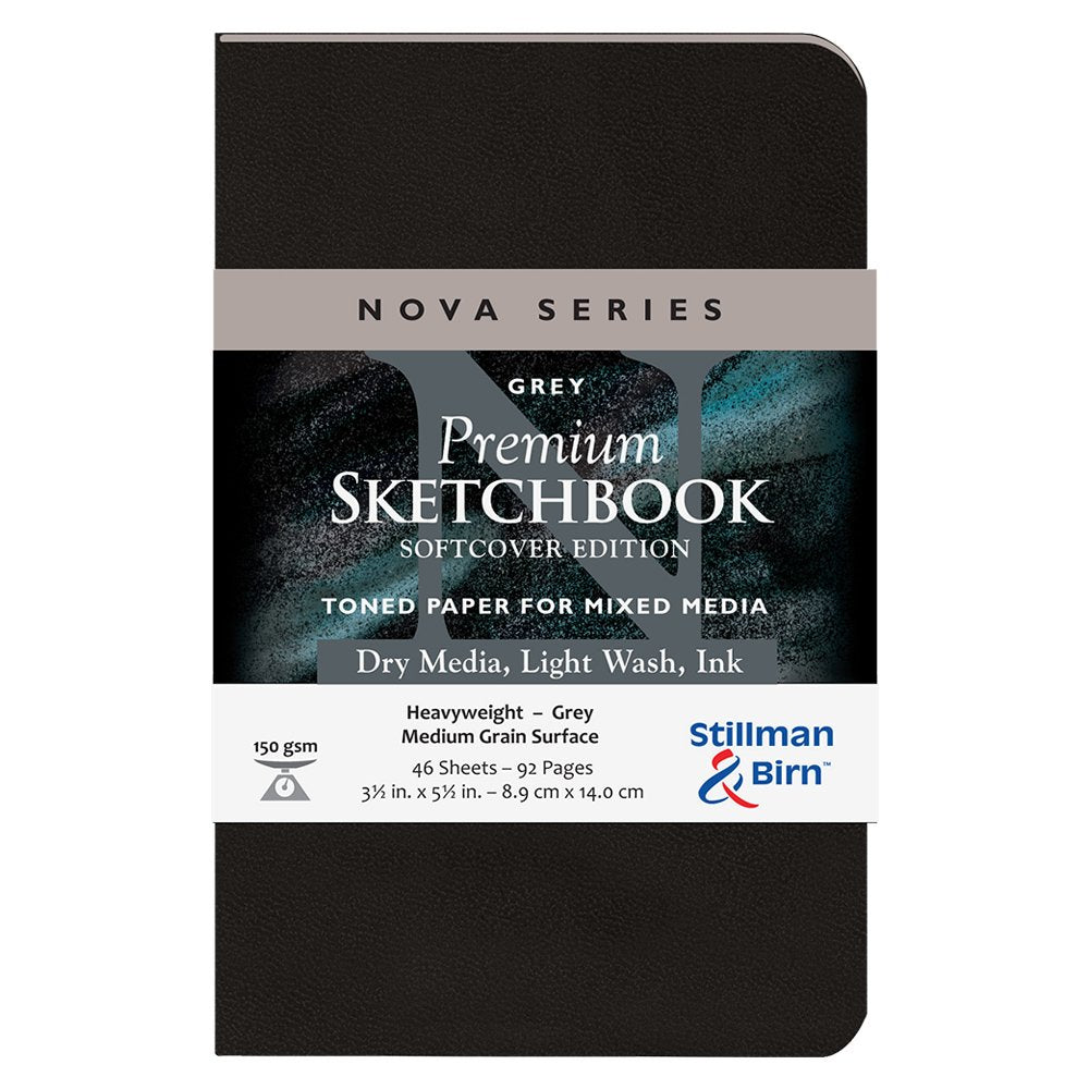 Serie Nova de Stillman & Birn: cuaderno de bocetos de tapa blanda, formato vertical de 3 x 5, papel gris de 150 g/m²