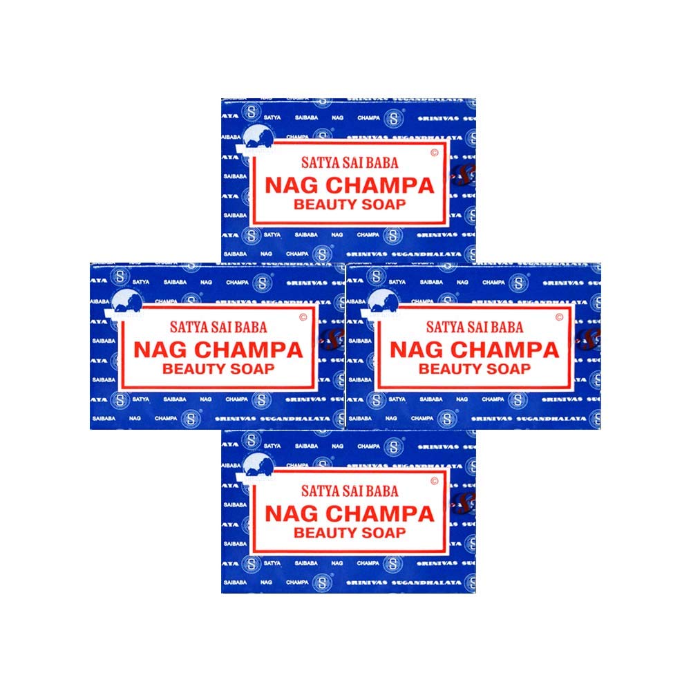 Satya Sai Baba Nag Champa Natural Soap, 4-Pack, 150g Bars (600g Total)