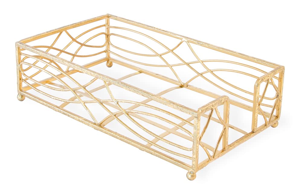 Porta servilletas para invitados con diseño de olas de Boston International, hoja de oro