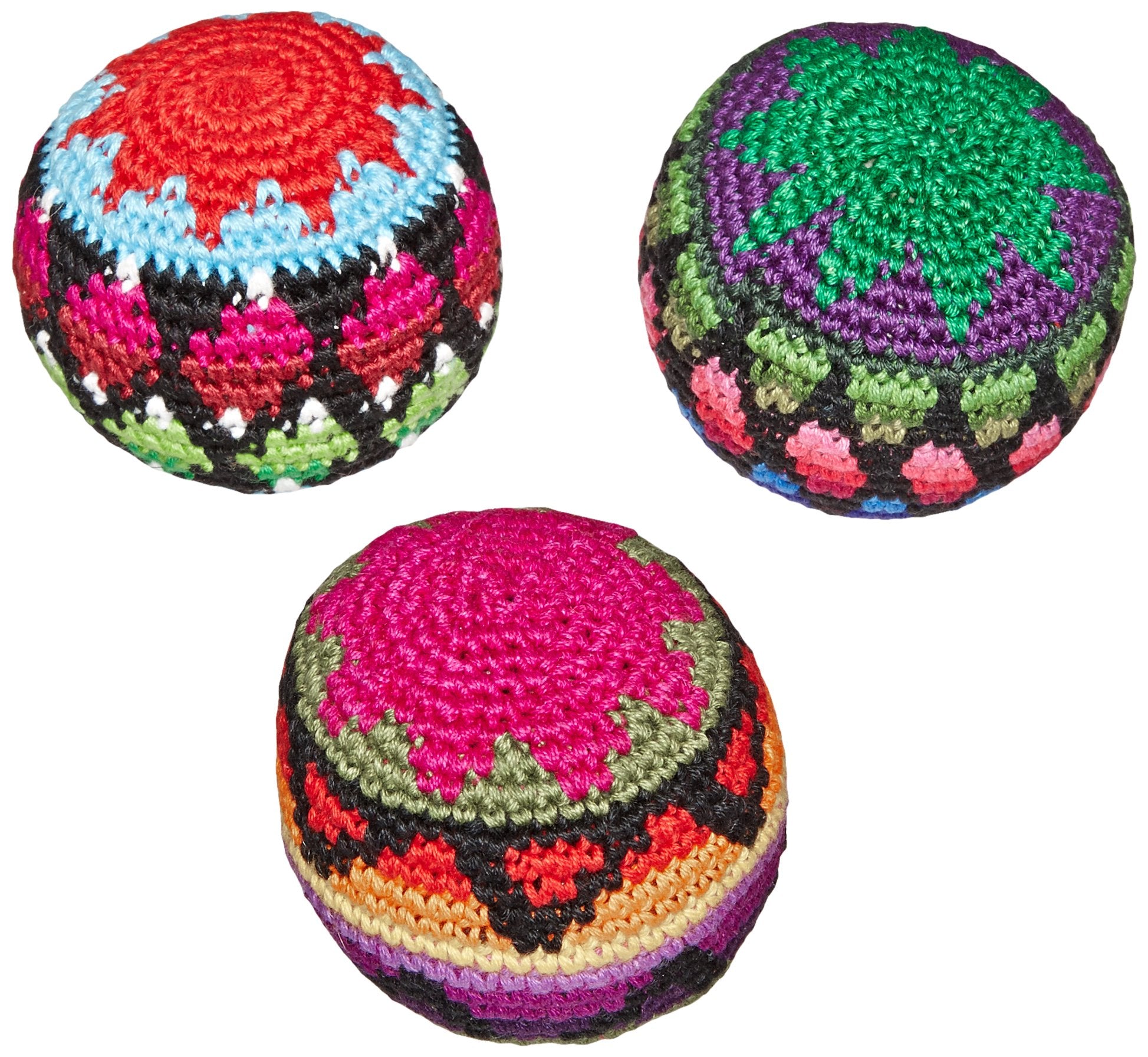 Footbag Hacky Kick Balls, Assorted Colors & Designs, 3 Pack