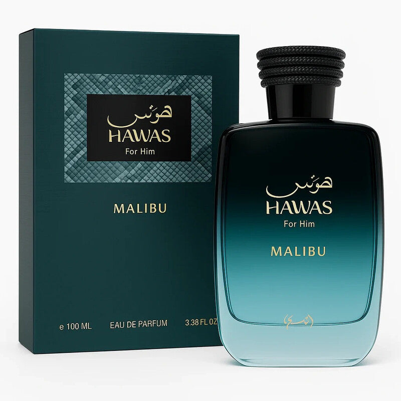 Rasasi Hawas Malibu Eau de Parfum, 3.38 Oz (100ml)