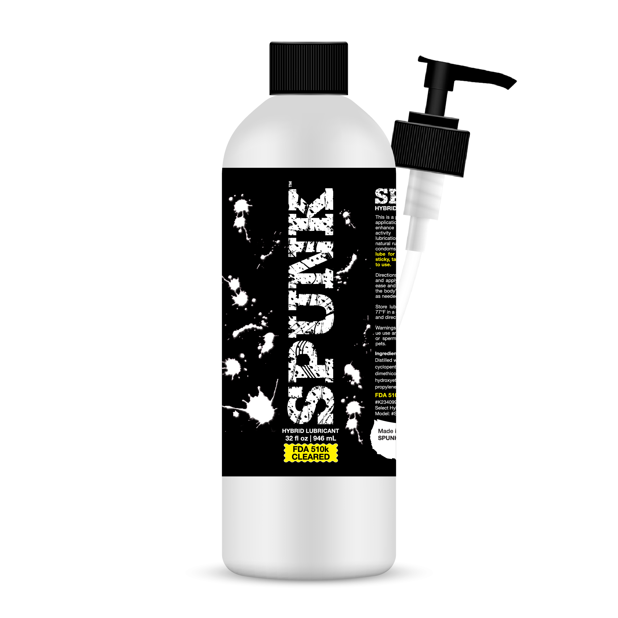 SPUNK Lube Hybrid Personal Lubricant - Water & Silicone Based, Safe for Toys & Condoms, 32 Fl Oz