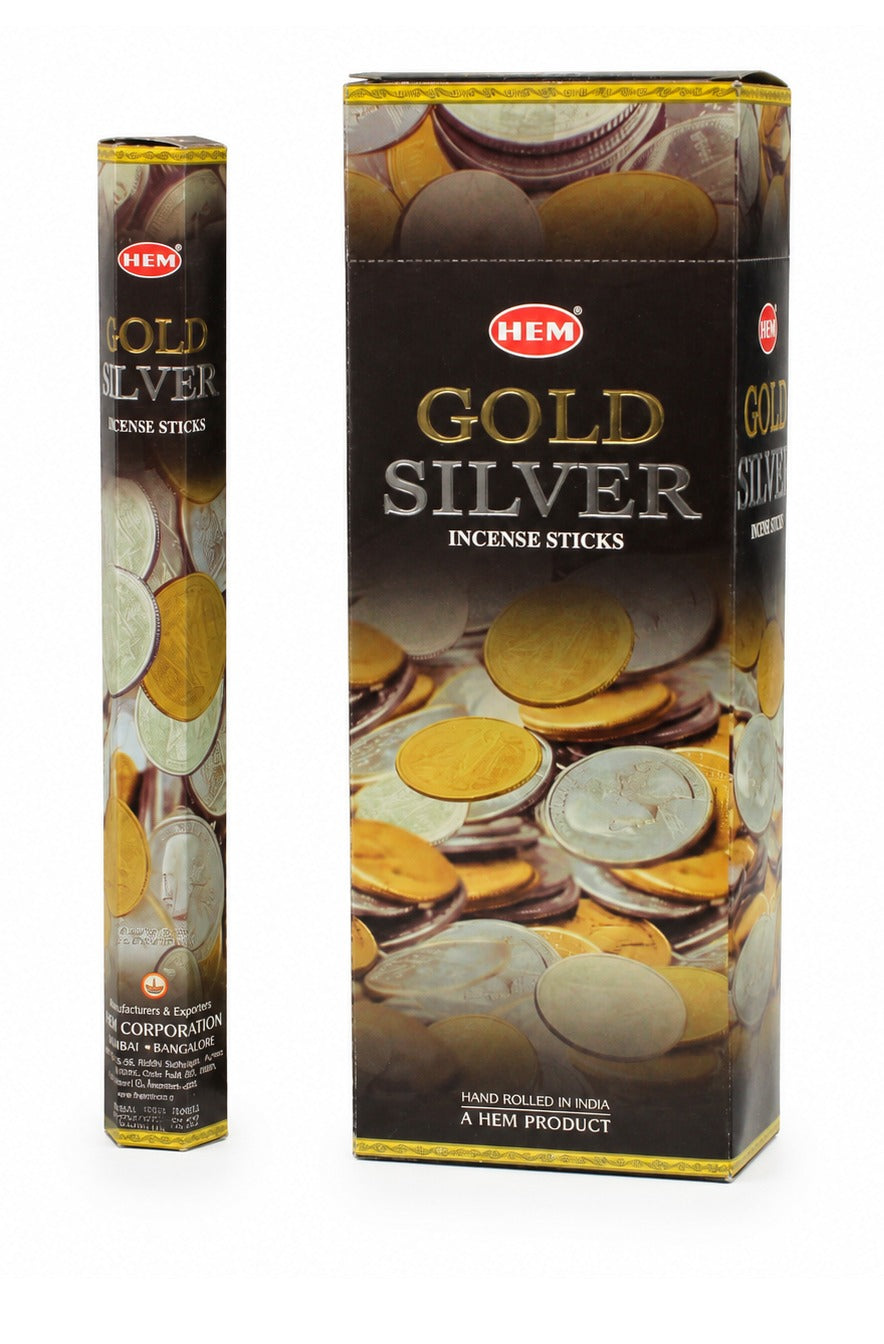 Incienso Hem Gold Silver, caja de 120 varillas