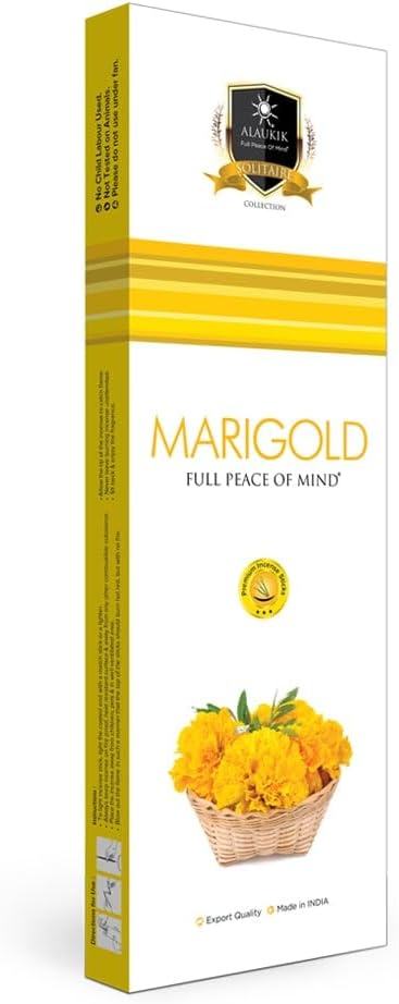 Alaukik Premium Incense Sticks Solitaire Collection Marigold 50 grams (12-Pack)