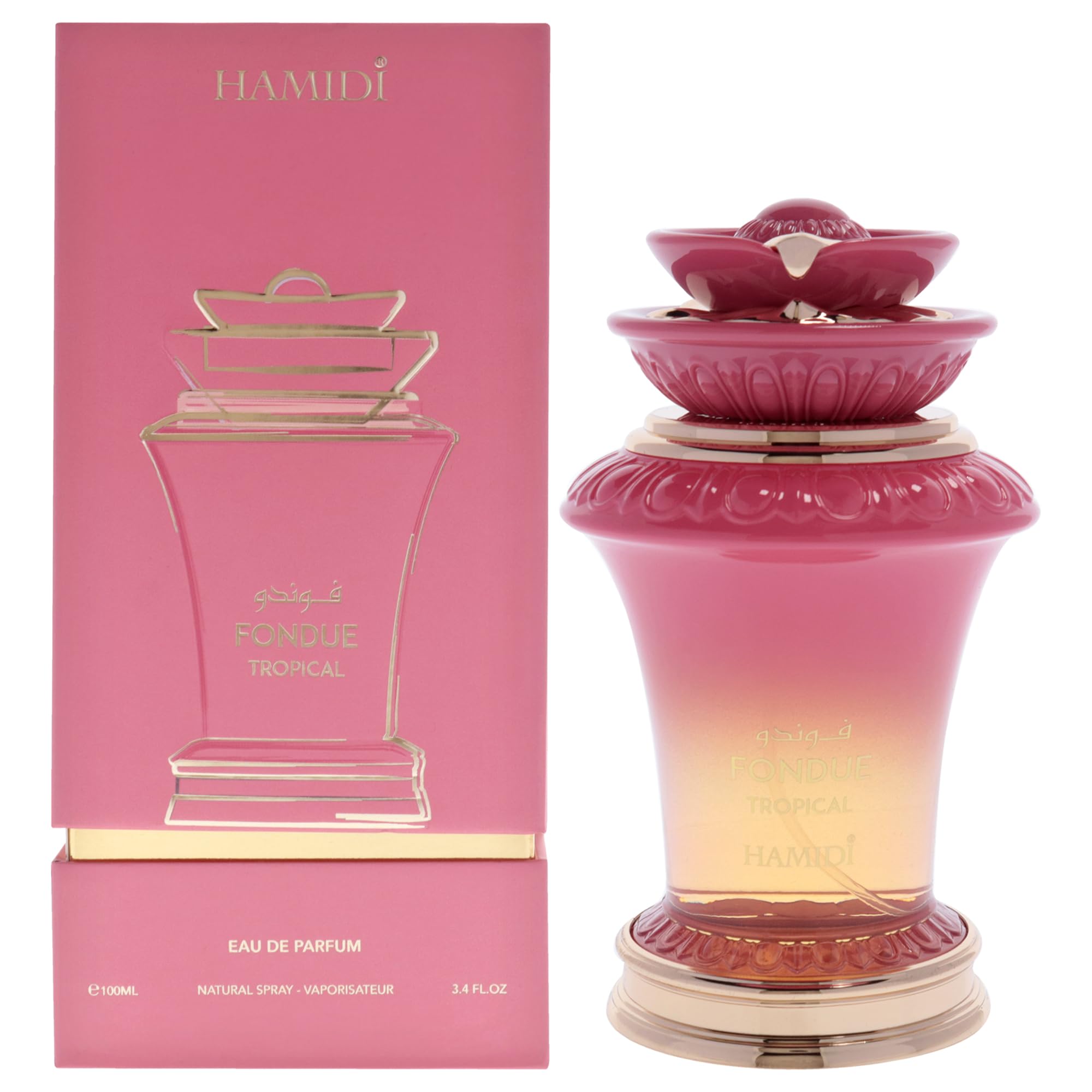 Hamidi Fondue Tropical Eau de Parfum for Women, Oriental Floral Fruity Fragrance with Grapefruit Cherry Vanilla and Musk, 3.4 oz Spray