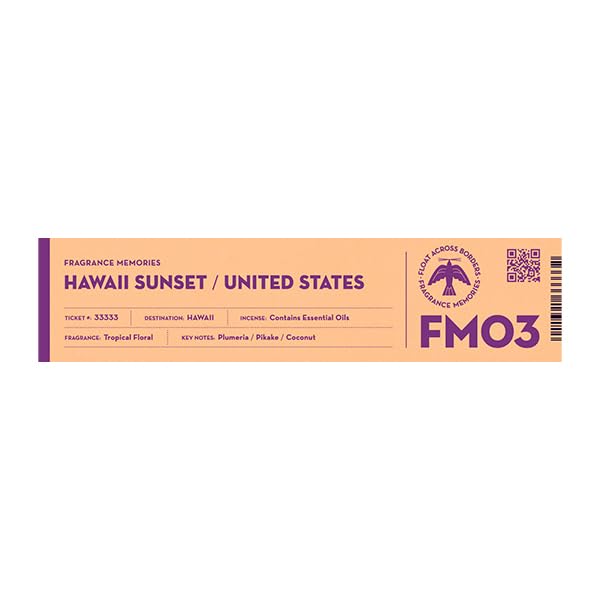 Nippon Kodo Fragrance Memories - FM 03 Hawaii Sunset/United States (15 Sticks), Japanese Quality Incense, Since 1575