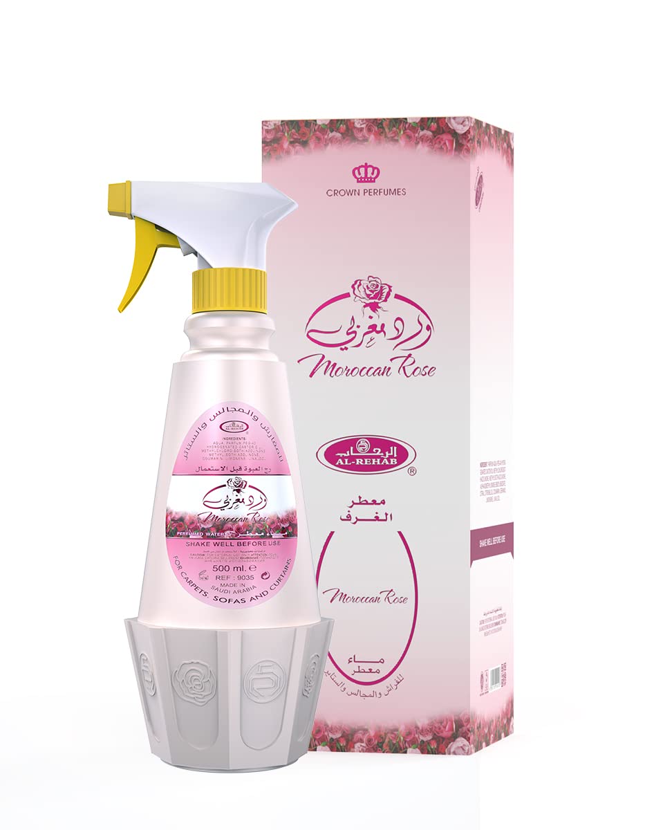 Al Rehab Moroccan Rose Air Room Freshener Spray 16.9 Fl Oz (500 ml)