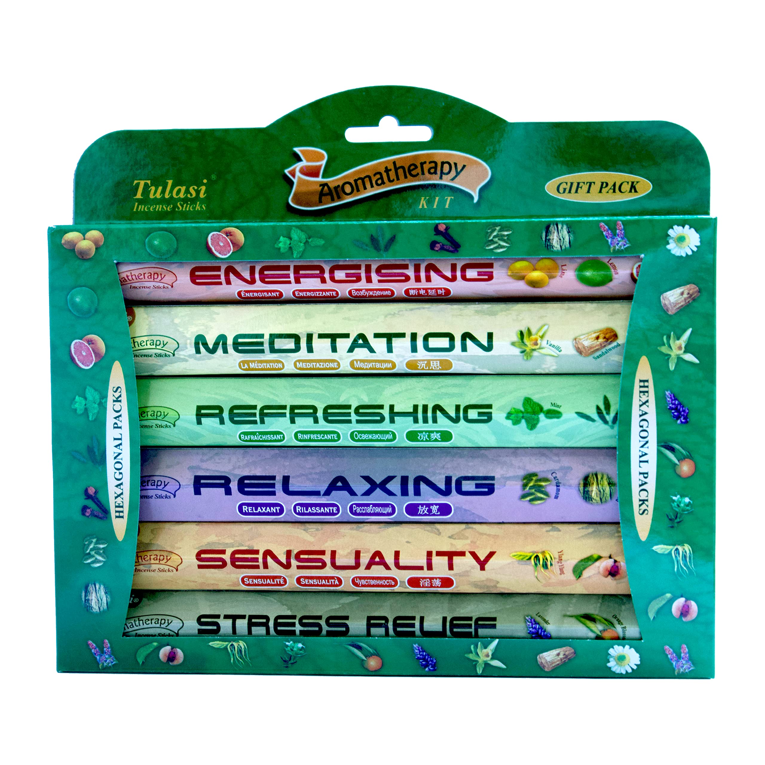 Tulasi Aromatherapy Incense Sticks 6in1 - 120 Count Gift Set (Classic Pack)
