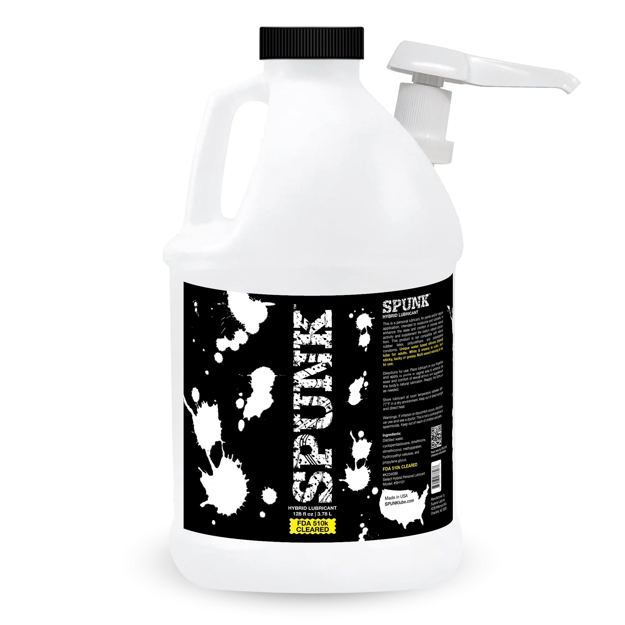 SPUNK Lube Hybrid Personal Lubricant - Water & Silicone Based, Safe for Toys & Condoms, 128 Fl Oz