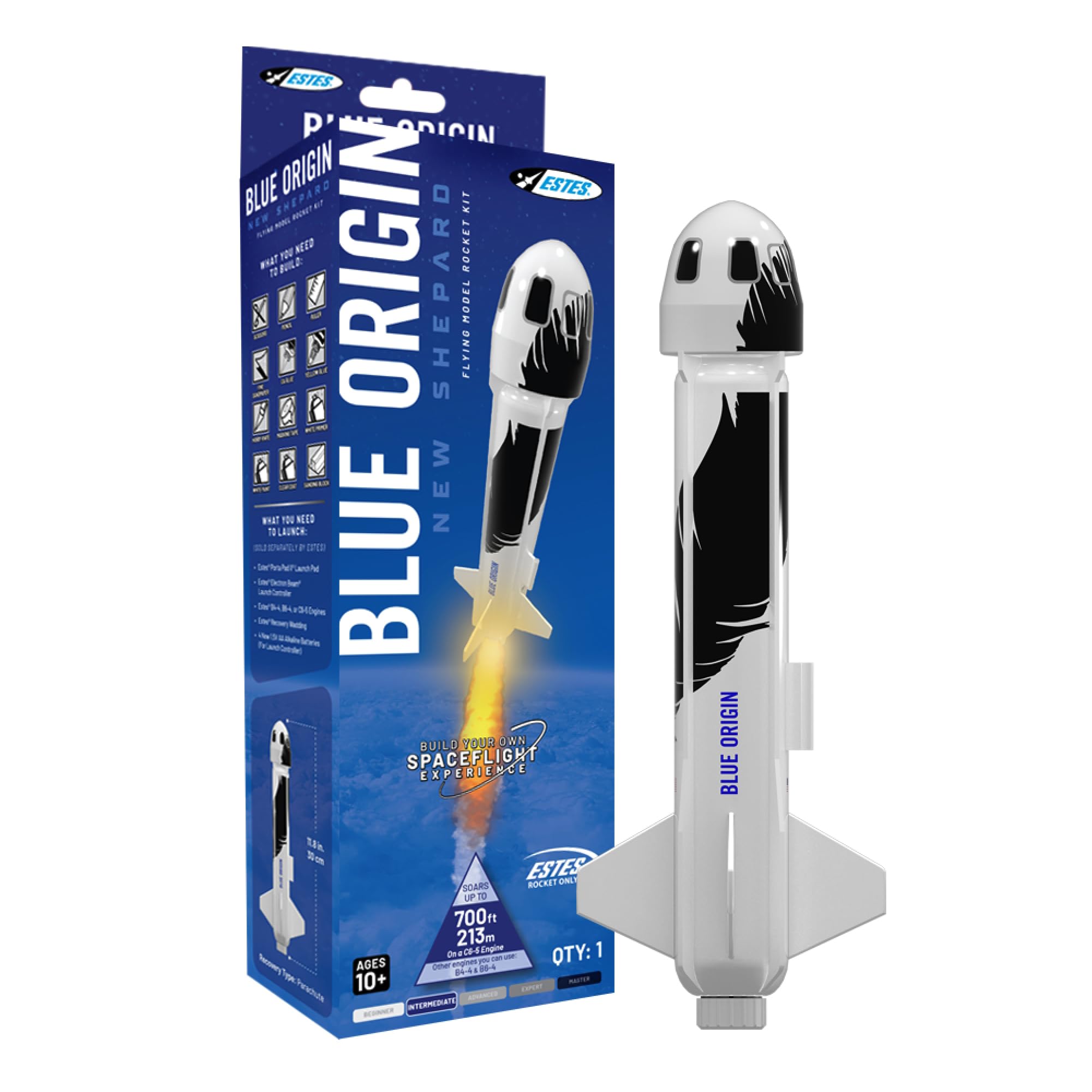 Estes 7315 Blue Origin New Shepard Builder Kit, Intermediate Flying-Rocket Model Kit