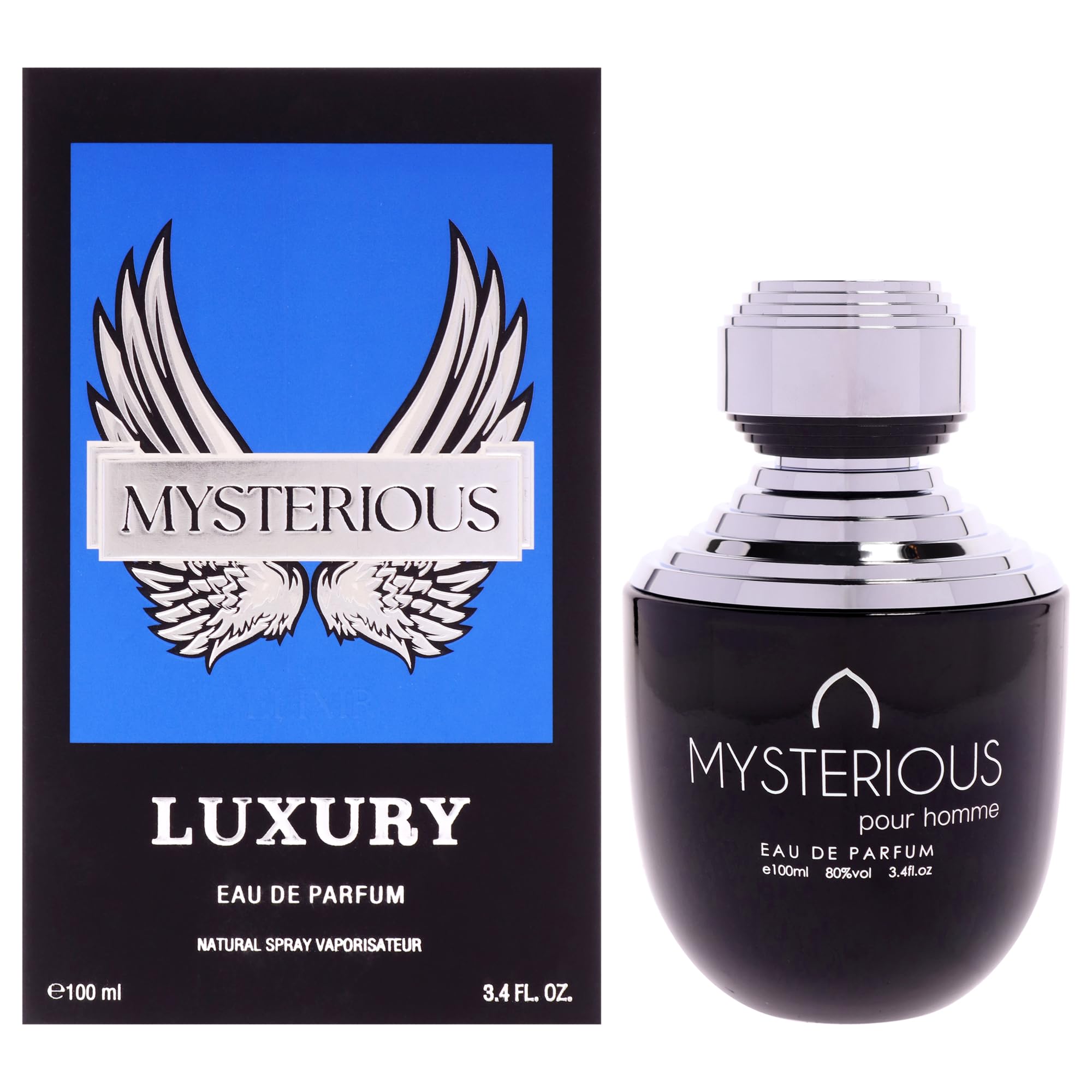 Khalis Mysterious Elixir Luxury Collection Eau de Parfum for Men, Oriental Floral Oud Fragrance with Saffron Rose and Amber, 3.4 oz Spray