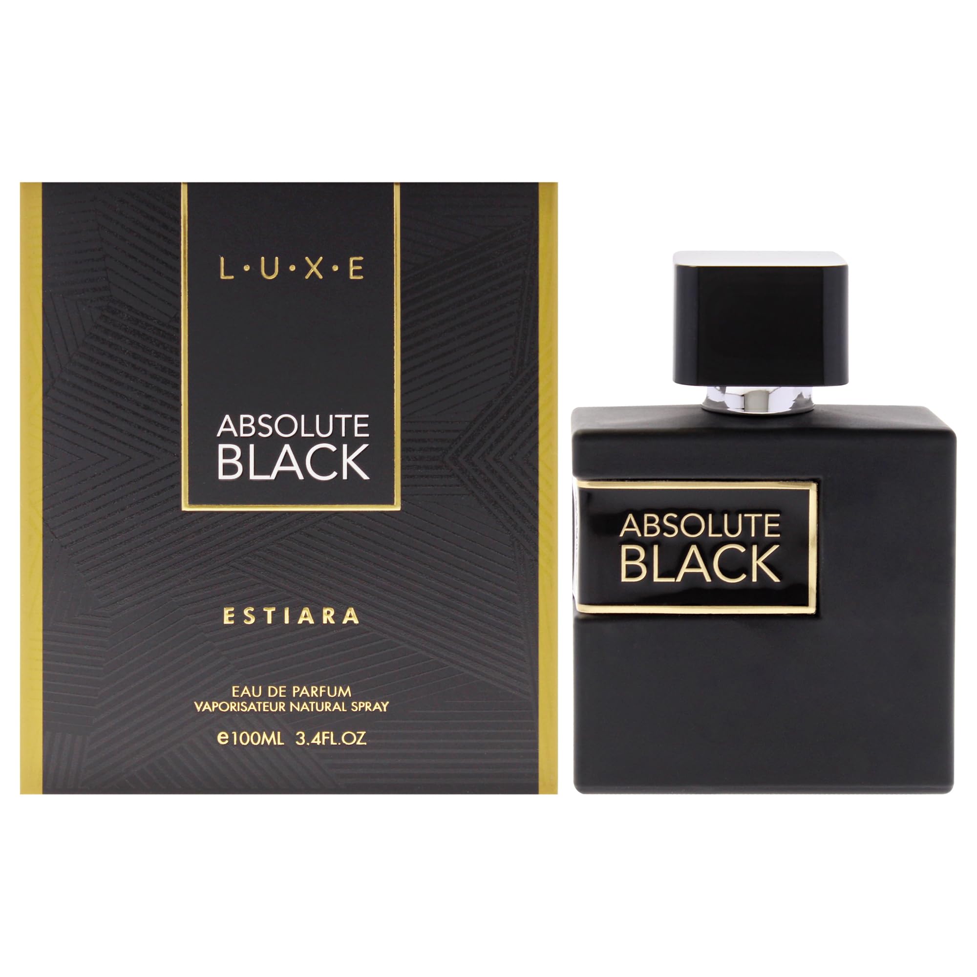 Luxe Estiara Absolute Black Eau de Parfum for Men Oriental Floral Woody Spicy Scent 3.4 oz Spray
