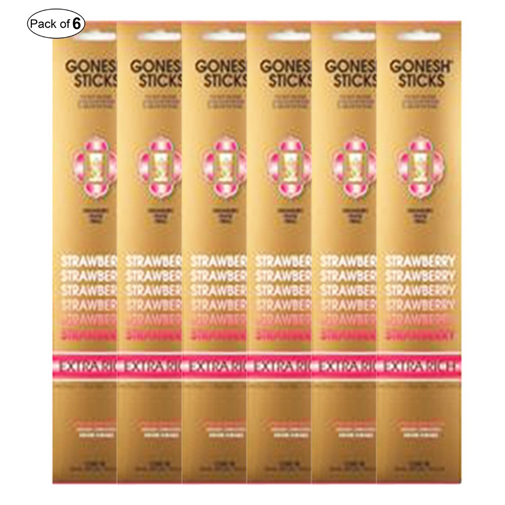 Gonesh Incense Extra Rich- Strawberry (20 Sticks in 1 Pack) (Pack of 6)
