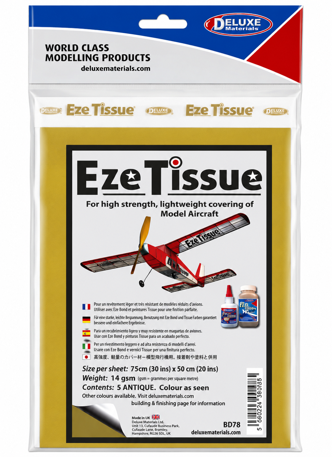 Deluxe Materials Eze Tissue Antique Canvas Covering Tissue, 5 Sheets