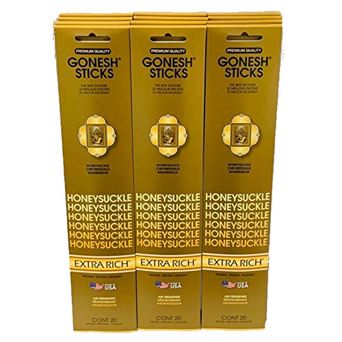 Gonesh Incense Sticks Extra Rich Collection: Honeysuckle 12 Pack (20 Sticks/Pack)
