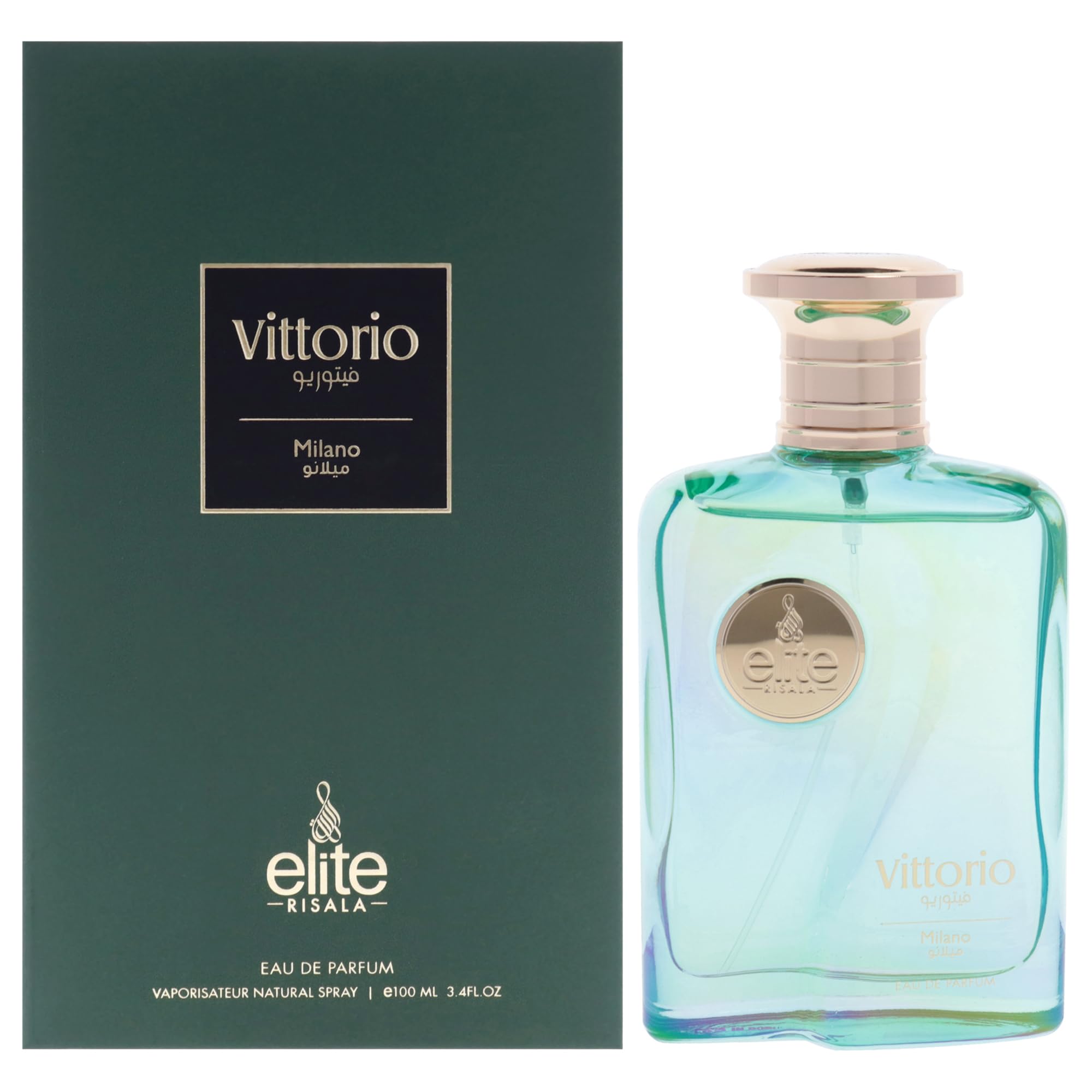 Risala Elite Vittorio Milano Eau de Parfum for Men, Leather Fragrance with Lavender Bergamot Osmanthus Amber and Vanilla, 3.4 oz Spray