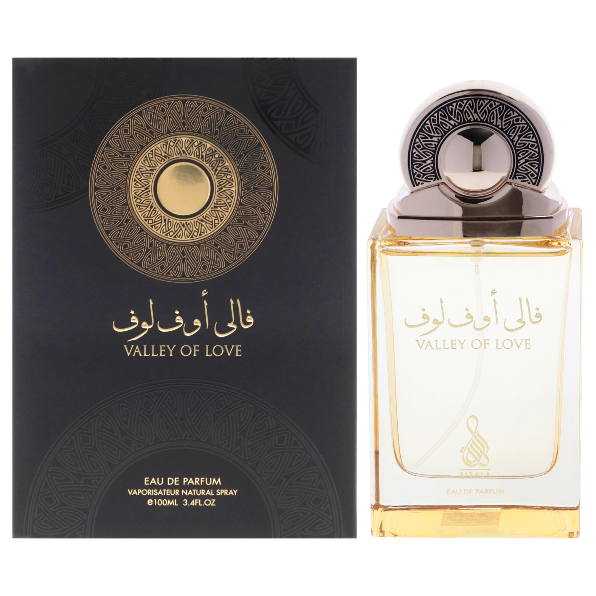 Risala Valley of Love Eau de Parfum Unisex, Woody Floral Spicy Fragrance with Blackcurrant Saffron Rose and Amber, 3.4 oz Spray