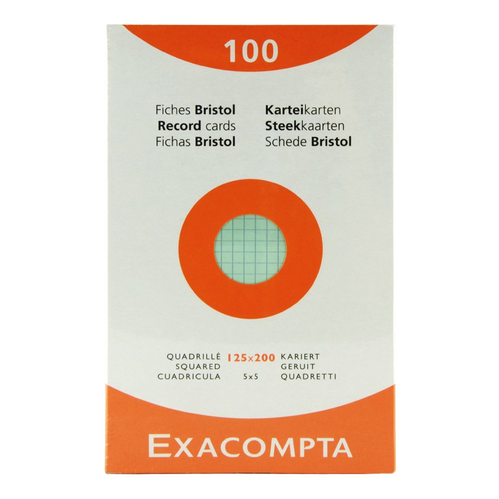 Exacompta Index Cards - Graph 100 cards - 5 x 8 - Assorted 12/