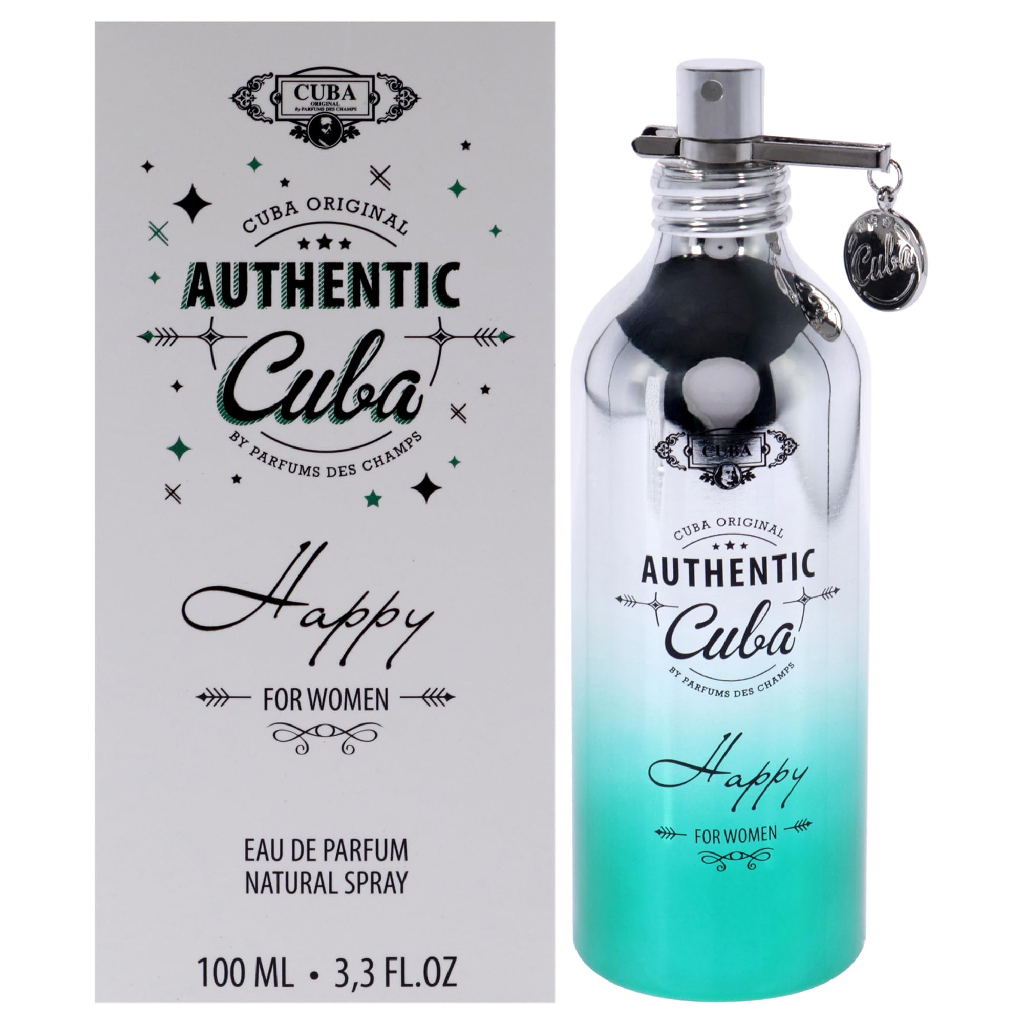 Cuba Authentic Happy Eau de Parfum Women Floral Woody Musk Scent 3.3 oz Spray