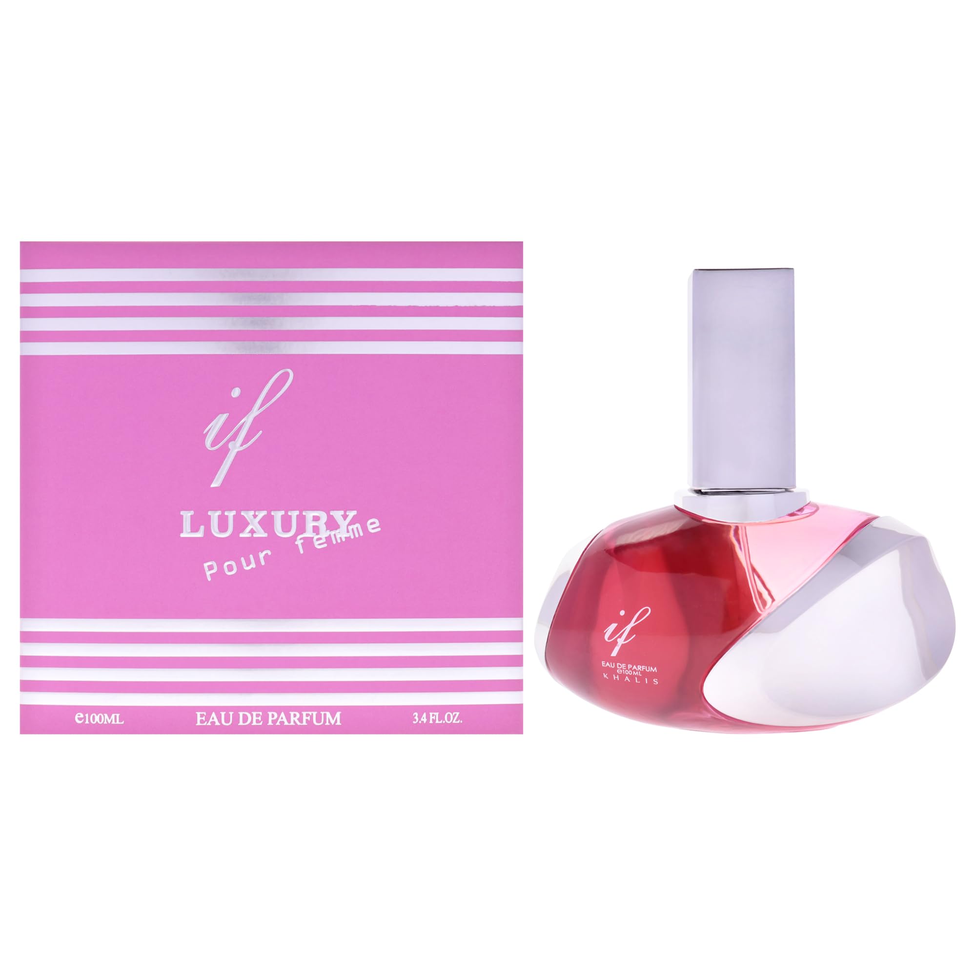 Khalis IF Luxury Collection Eau de Parfum for Women, Floral Fruity Fragrance with Raspberry Tuberose Jasmine and Milk Notes, 3.4 oz Spray