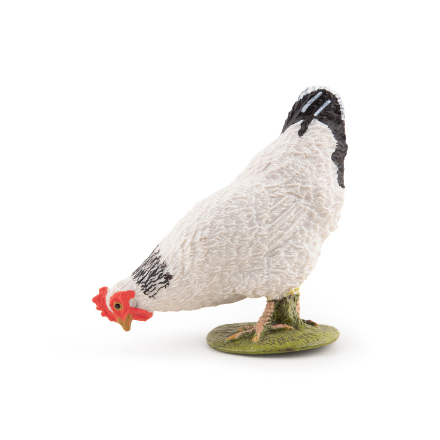 Papo Pecking White Hen Hand Painted Figurine - Heirloom Quality Collectible (51160)