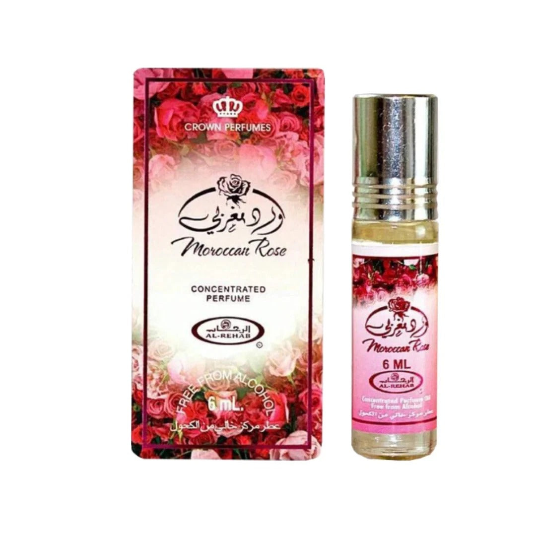 Perfume en aceite concentrado en roll-on de rosa marroquí de Al Rehab para unisex, 6 ml