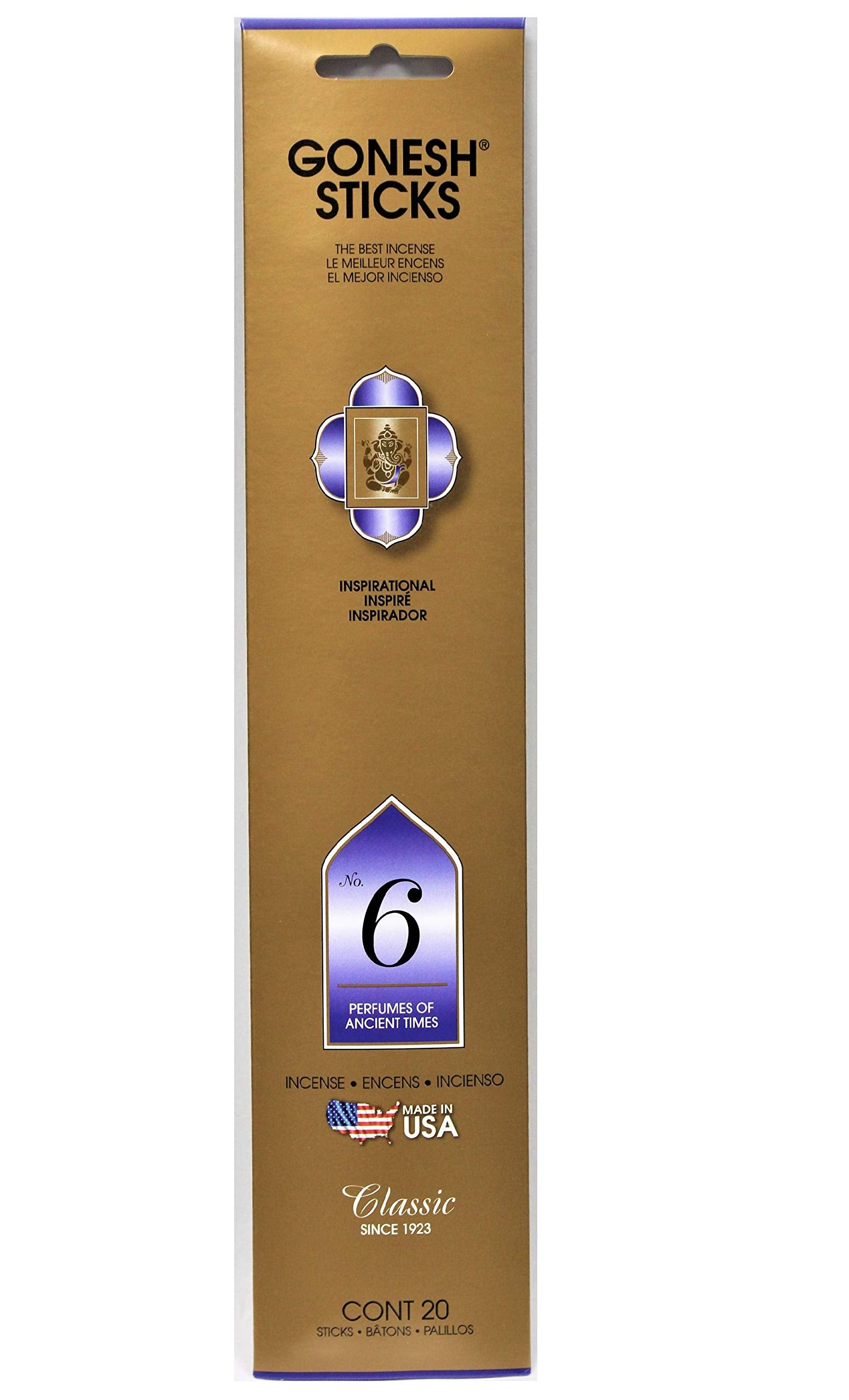 Incienso Gonesh Classic Stick No. 6 de Indian Handicrafts - Ancient Times (juego de 8), Multi