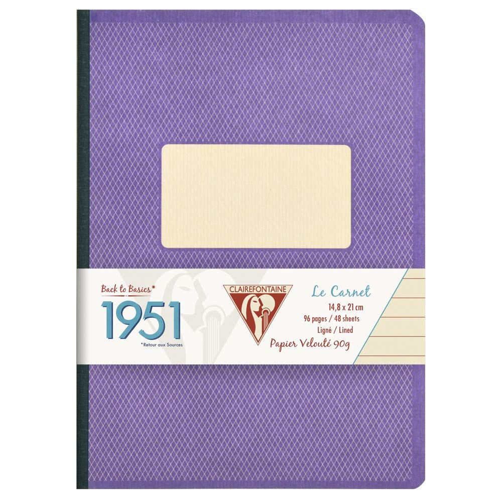 Clairefontaine Clothbound Notebook Collection "1951" - Lined 96 sheets - 5 3/4 x 8 1/4 - Violet