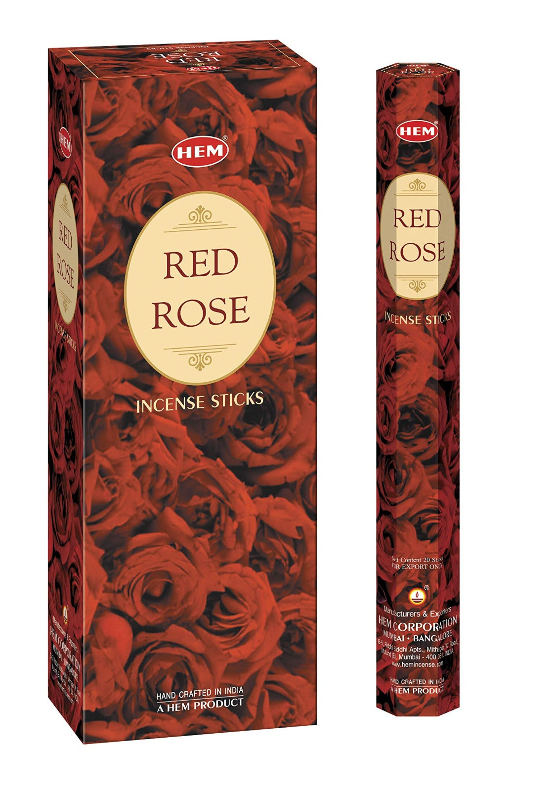 Incienso en forma de rosas rojas Hem (paquete de 6)