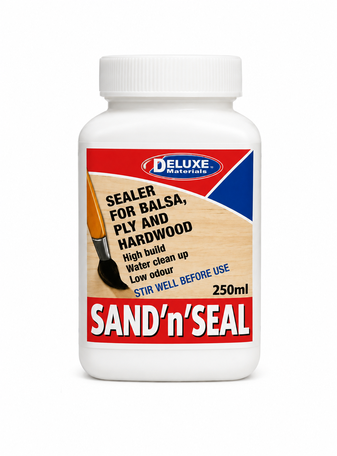 Deluxe Materials Sand 'n' Seal Surface Sealer, 250ml for Balsa & Wood Models
