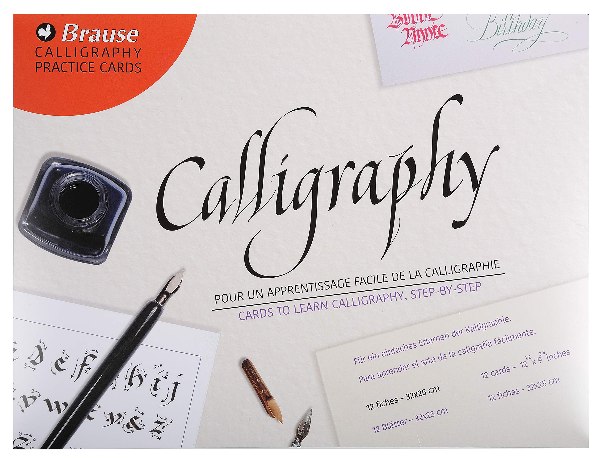 Brause Calligraphy Lettering Practice - 12 Cards - 10 x 13
