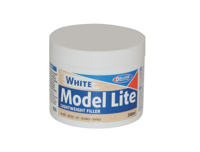 Deluxe Materials Model Lite White Balsa Filler, 240cc Lightweight Sandable Filler