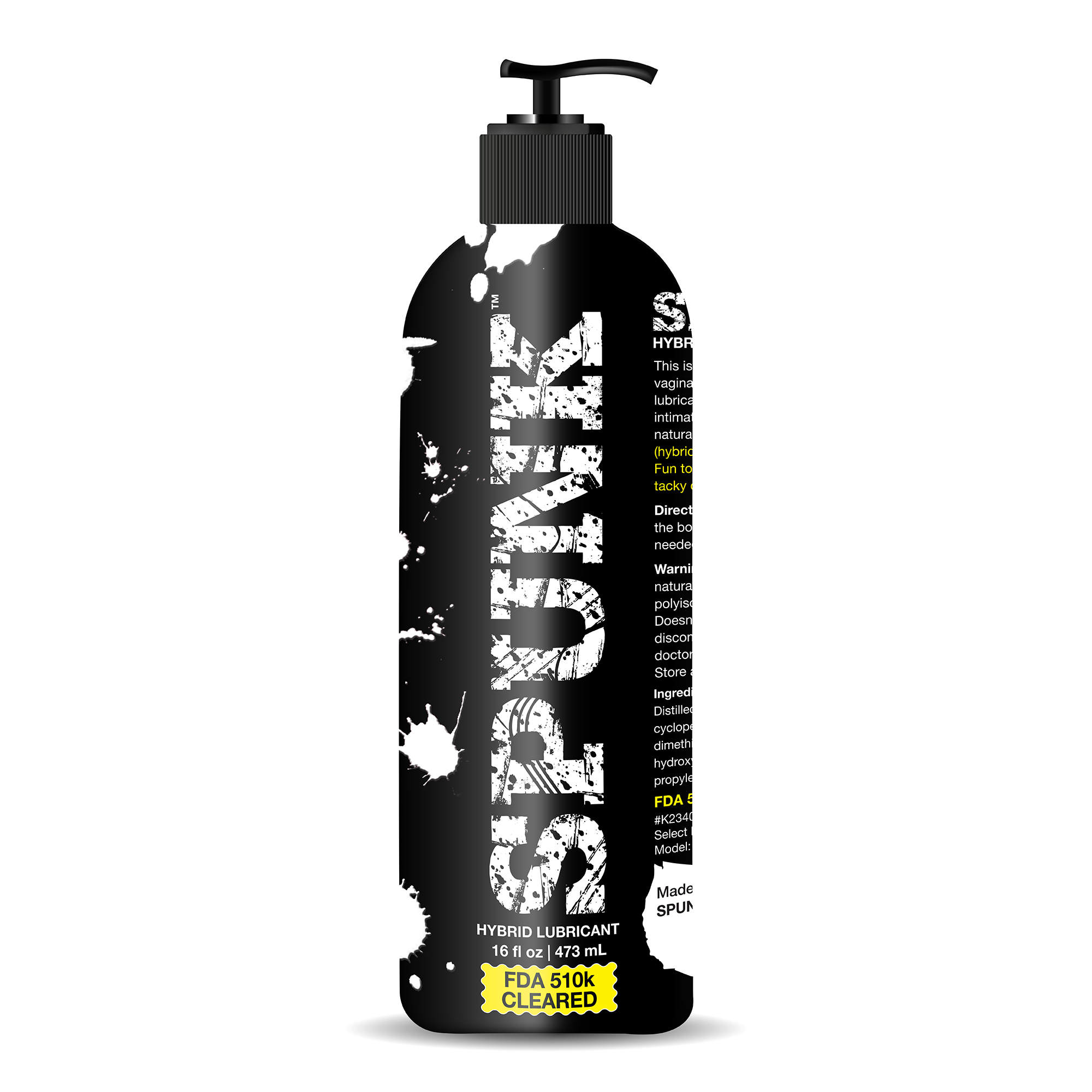 SPUNK Lube Hybrid Personal Lubricant - Water & Silicone Based, Safe for Toys & Condoms, 16 Fl Oz