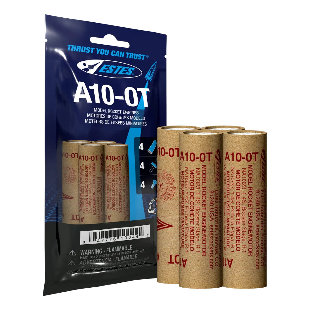 Mini moteur Estes A10-0T pour vol de fusée modèle réduit, lot de 4