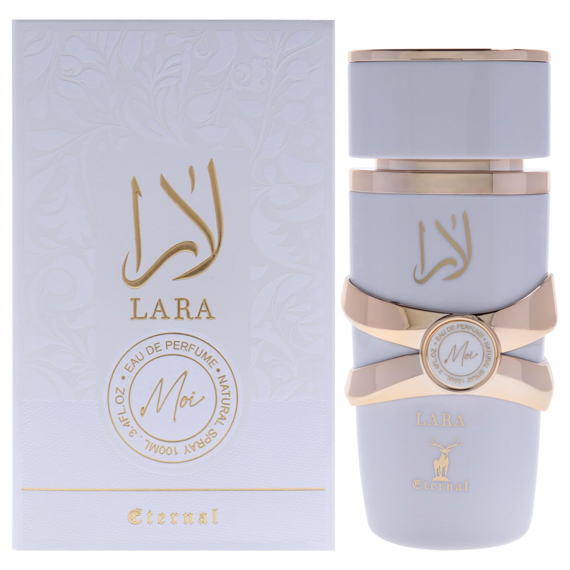 Khalis Lara Moi Eternal Collection Eau de Parfum for Women, Oriental Floral Fragrance with Peach Jasmine Caramel Amber and Sandalwood, 3.4 oz Spray