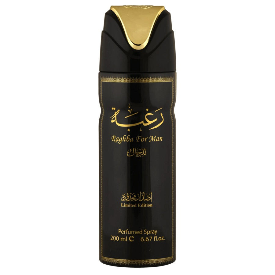 Lattafa Raghba for Men Perfumed Body Spray 6.7 Ounce (200 ml)