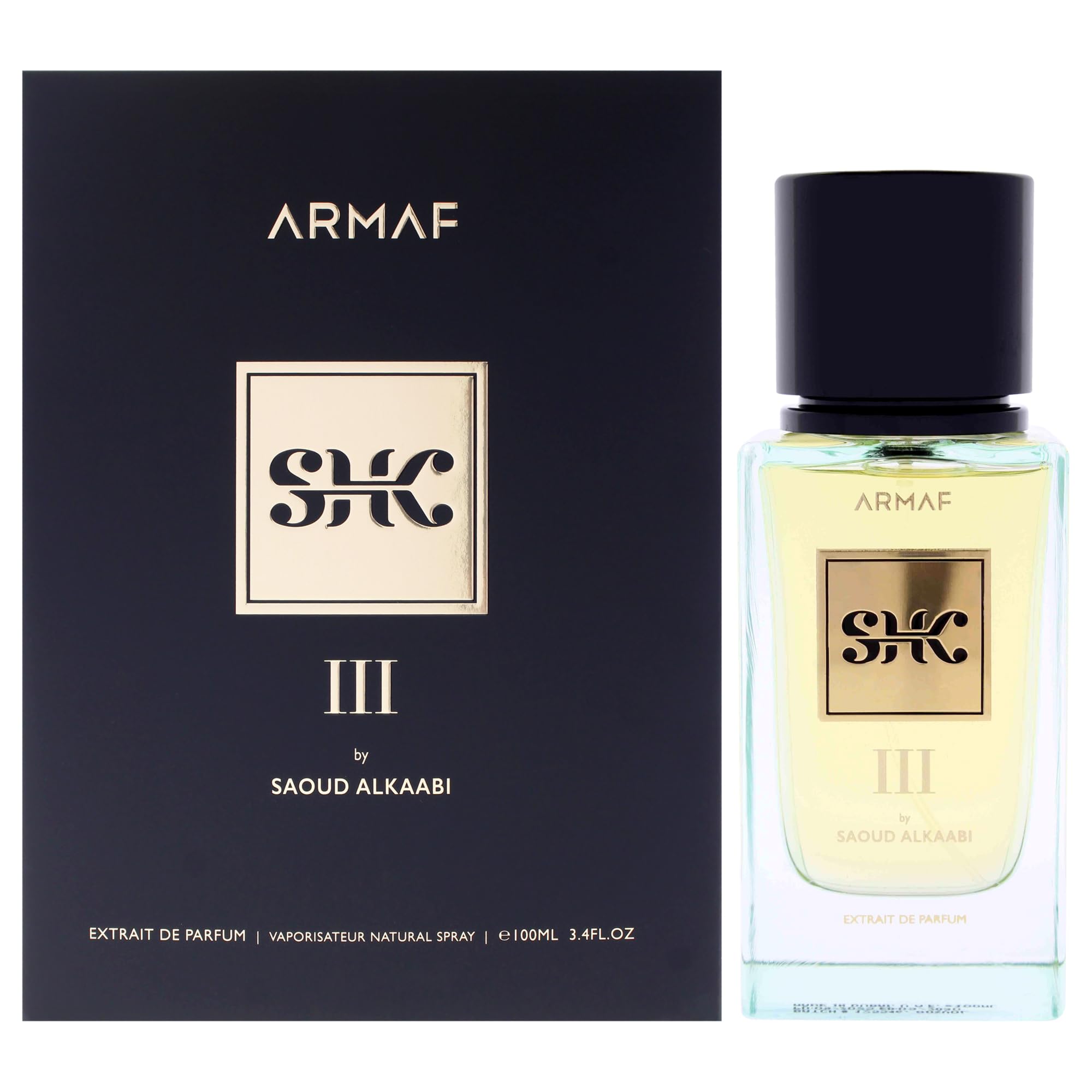 Armaf SHK III by Saoud Alkaabi Extrait de Parfum for Men, Powerful Woody Amber Fragrance with Deep Rich Intensity, 3.4 oz Spray
