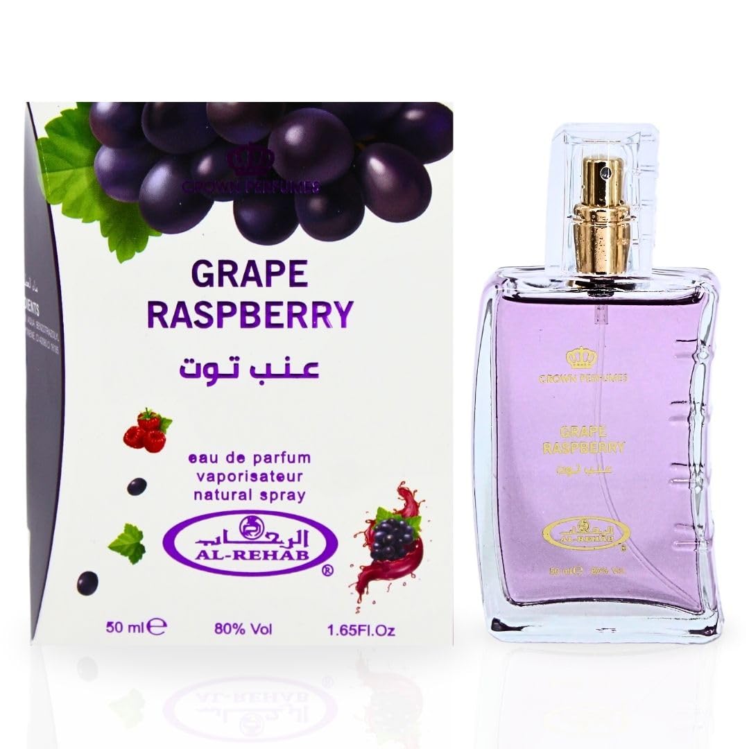 Al Rehab Grape Raspberry Eau de Parfum Spray for Unisex, 1.7 Fl Oz (50 ml)