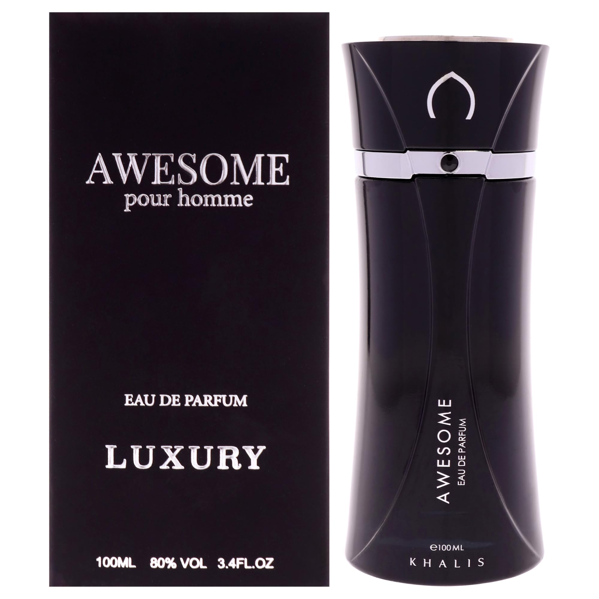 Khalis Awesome Luxury Collection Eau de Parfum for Men, Aromatic Oriental Fragrance with Citrus Spices Amber and Patchouli, 3.4 oz Spray