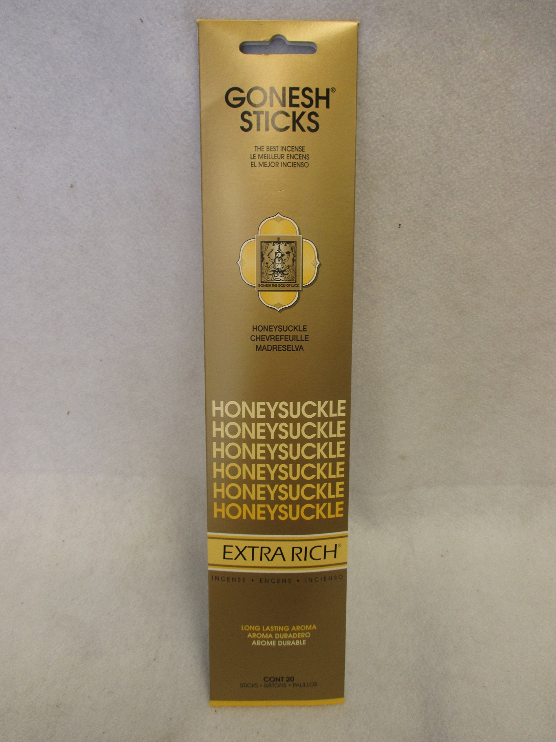 Gonesh Extra Rich Incense Sticks Honeysuckle 12 Packs of 20 (240 Count)