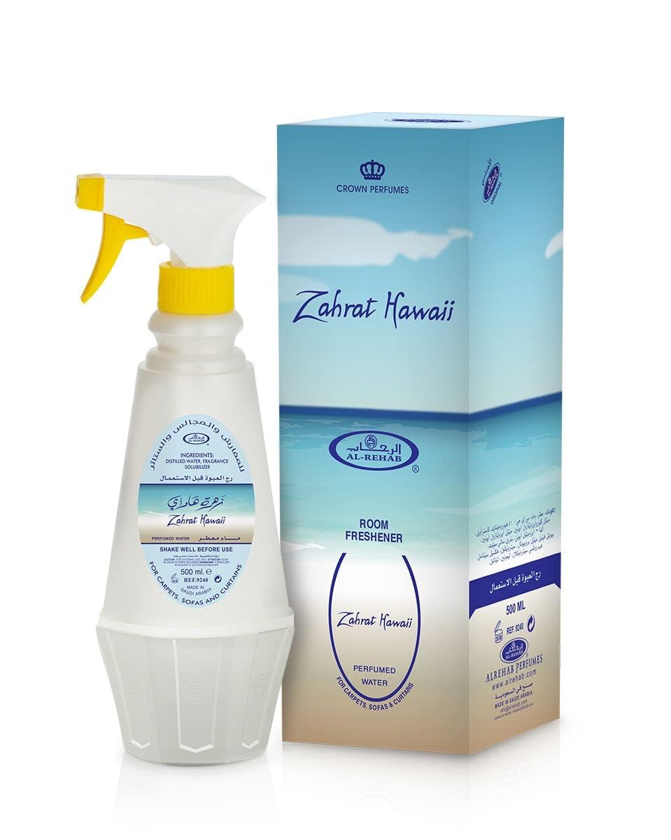 Al Rehab Zahrat Hawaii Musk Air Room Freshener Spray 16.9 Fl Oz (500 ml)