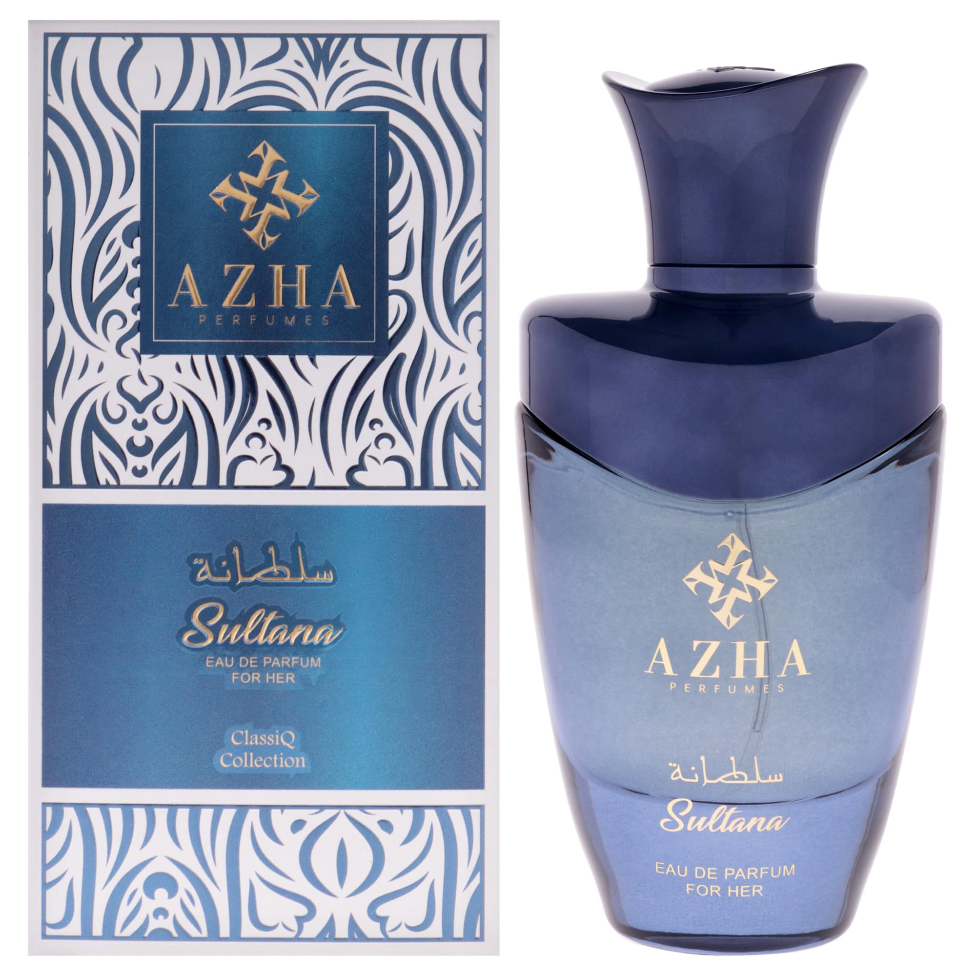Azha Sultana Eau de Parfum for Women, Floral Fruity Fragrance with Mango Peach Jasmine and Sandalwood, Long-Lasting Elegant Scent, 3.3 oz Spray
