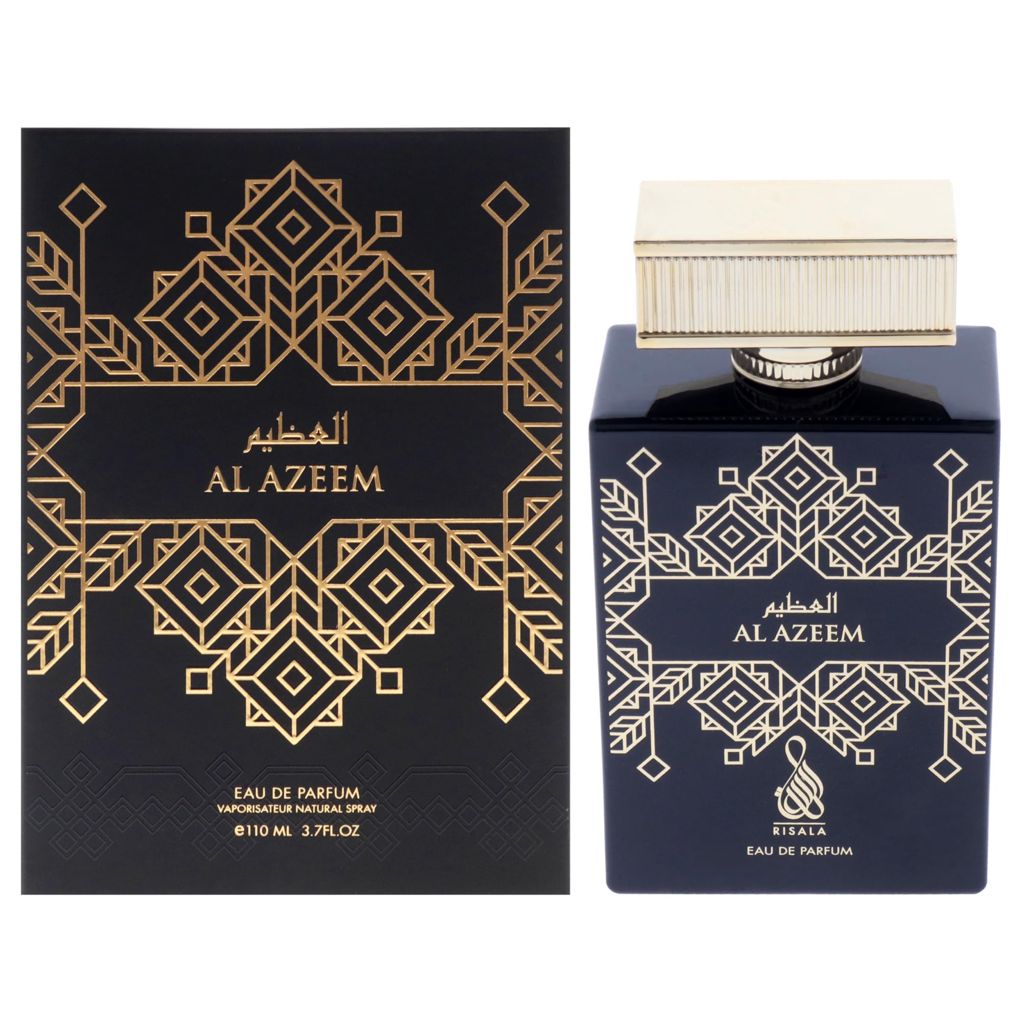 Risala Al Azeem Eau de Parfum for Men, Bold Masculine Fragrance for Day or Evening Wear, 3.7 oz Spray