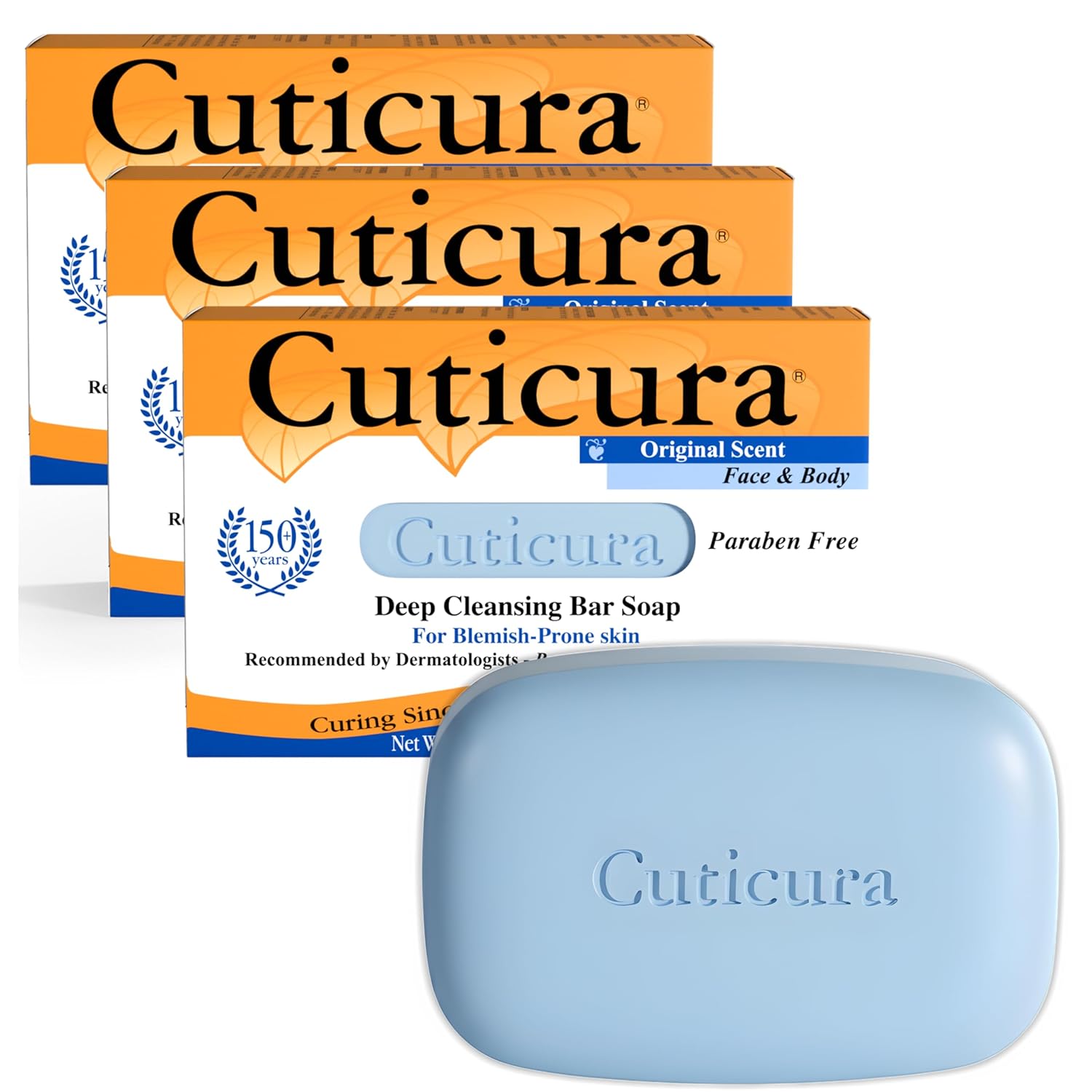 Cuticura Deep Cleansing Face and Body Soap - Original Scent - 3 Oz (3-Pack)