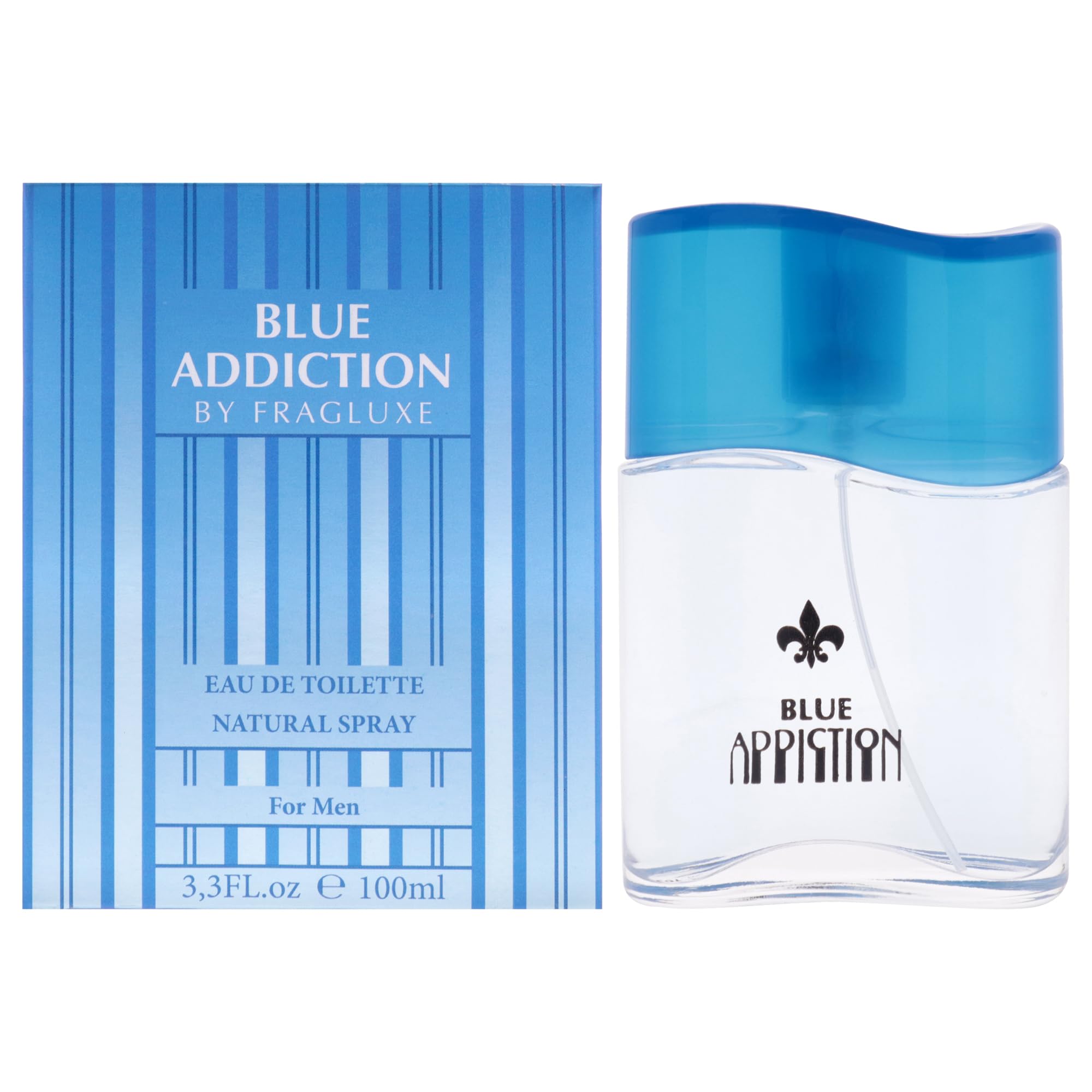Fragluxe Blue Addiction Eau de Toilette Men Aquatic Aromatic Scent 3.3 oz Spray