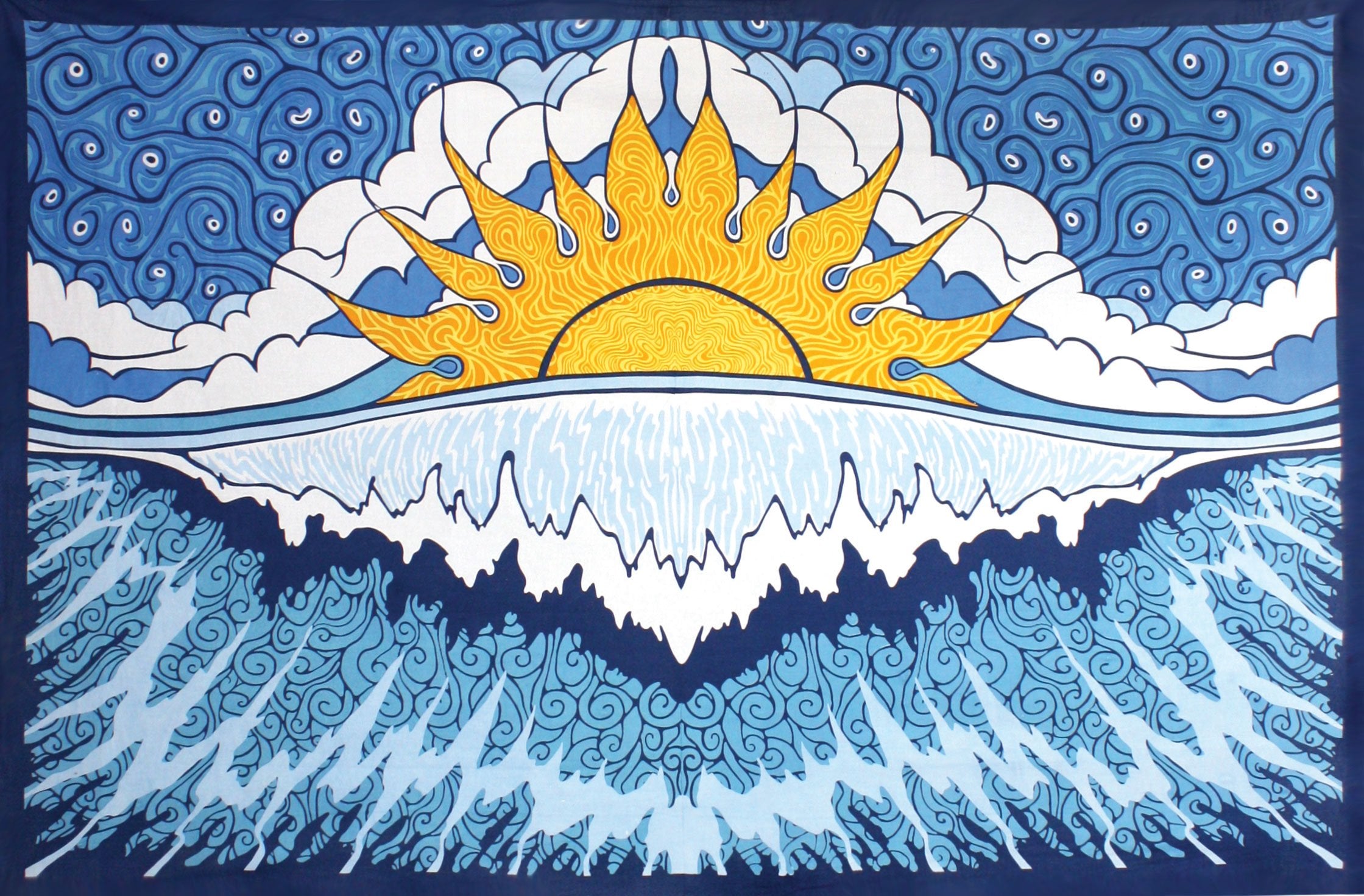 Sunshine Joy Sun Wave Surf Tapestry Tablecloth Beach Sheet Wall Art - Thumbnail 2