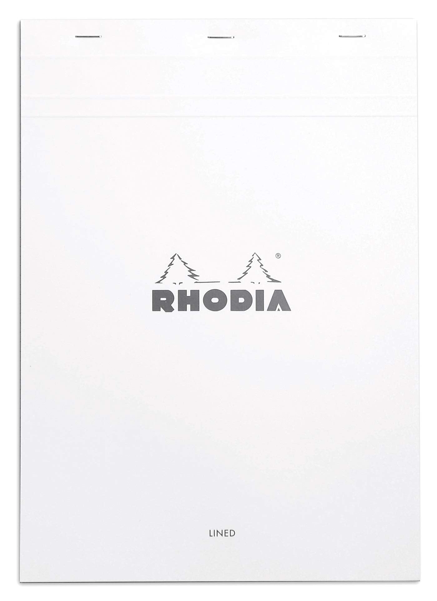 Bloc-notes agrafé Rhodia - Ligné avec marge 80 feuilles - 8 1/4 x 11 3/4 - Couverture blanche